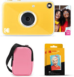 KODAK Printomatic+ Instant Print Digital Camera Starter Bundle + Carrying Case  (Pink) + Zink 20pk Sticky-Back Photo Paper - 10MP, Full-Color Photos, GB LED Status Indicator - Yellow