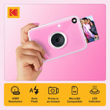 KODAK Printomatic+ Instant Print Camera (Pink) 10MP,  RGB LED, Zink Photo Prints